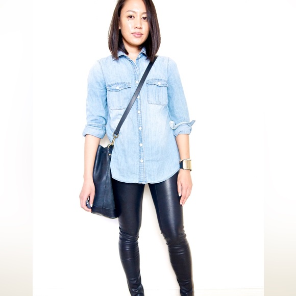 J. Crew The Perfect Shirt Chambray Ombré Blue Button Down Shirt - Picture 2 of 16